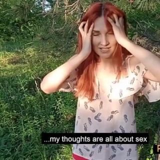 В лесу хорошенько прожарил рыжую русскую телочку