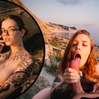 На скалах на природе сучка отсосала хуй